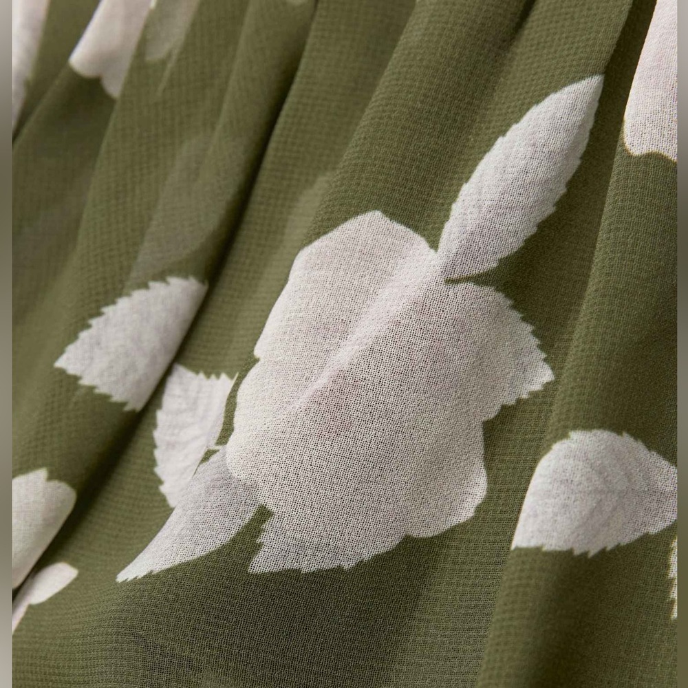 NWOT Wilfred Aritzia Twirl Skirt Olive Green Pink Floral Pleated Midi Skirt - Picture 8 of 10